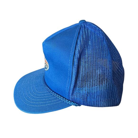 Vintage Amoco Gas Station Hat Blue Mesh Trucker Cap KC Crown Rope Snapback - Picture 5 of 7